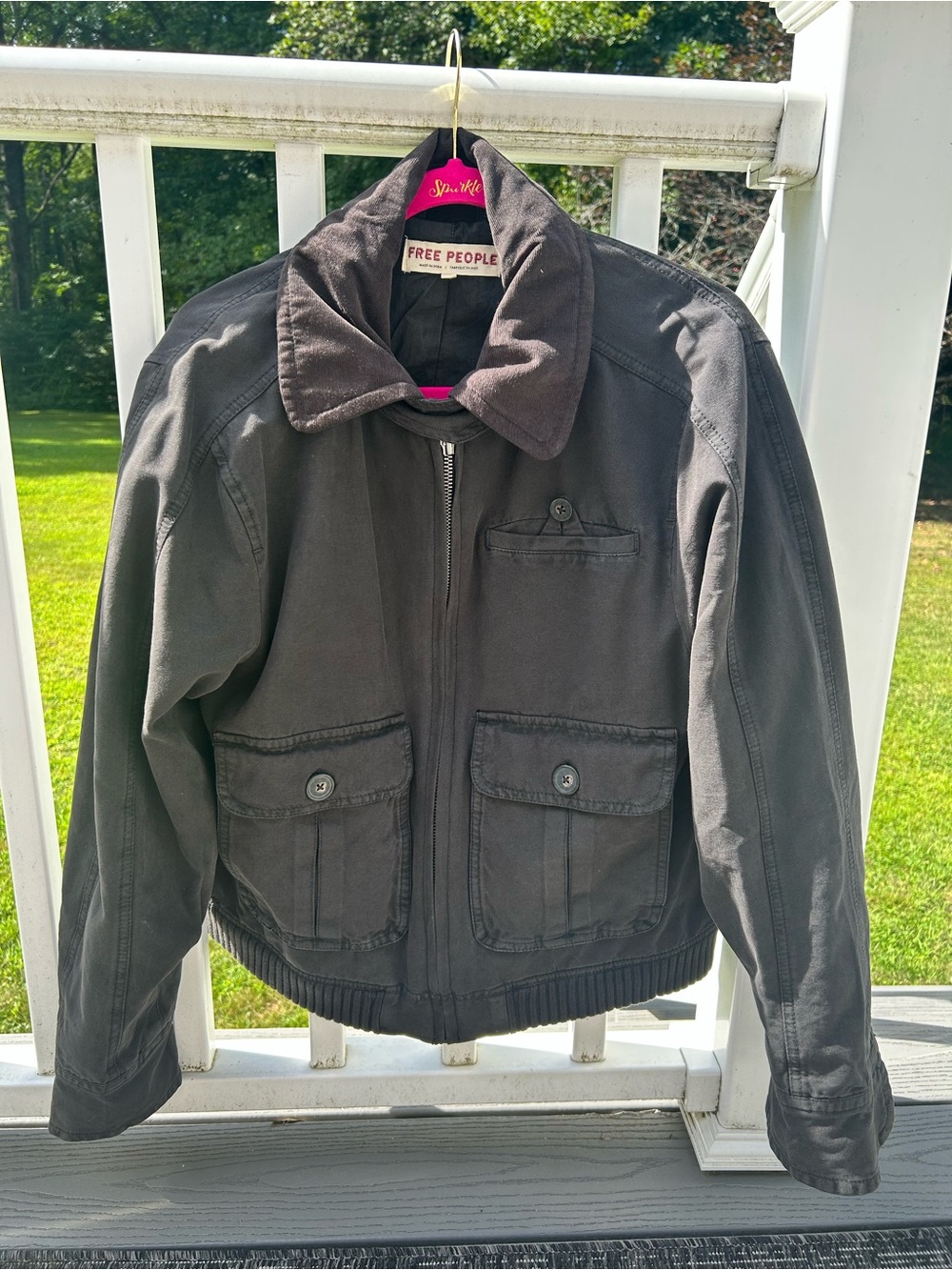 Free People Dark Charcoal/ Black Zip-Up Jacket